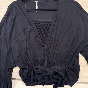 Free People Black Wrap Top